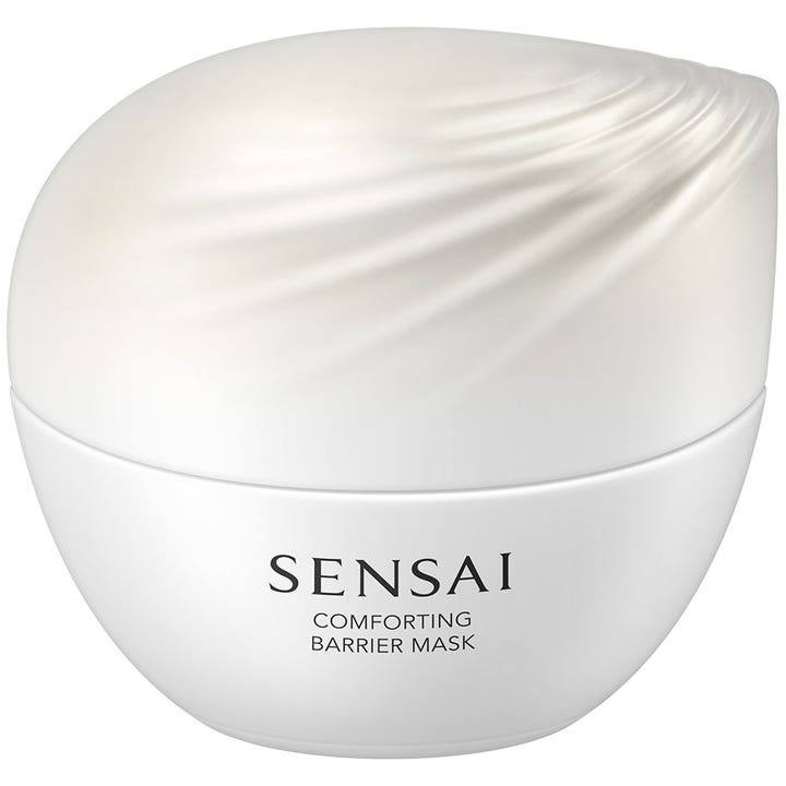 Sensai Comforting Barrier Mask 60 ml beroligende ansigtsmaske i hvid krukke med perlemorsskinnende bølget låg