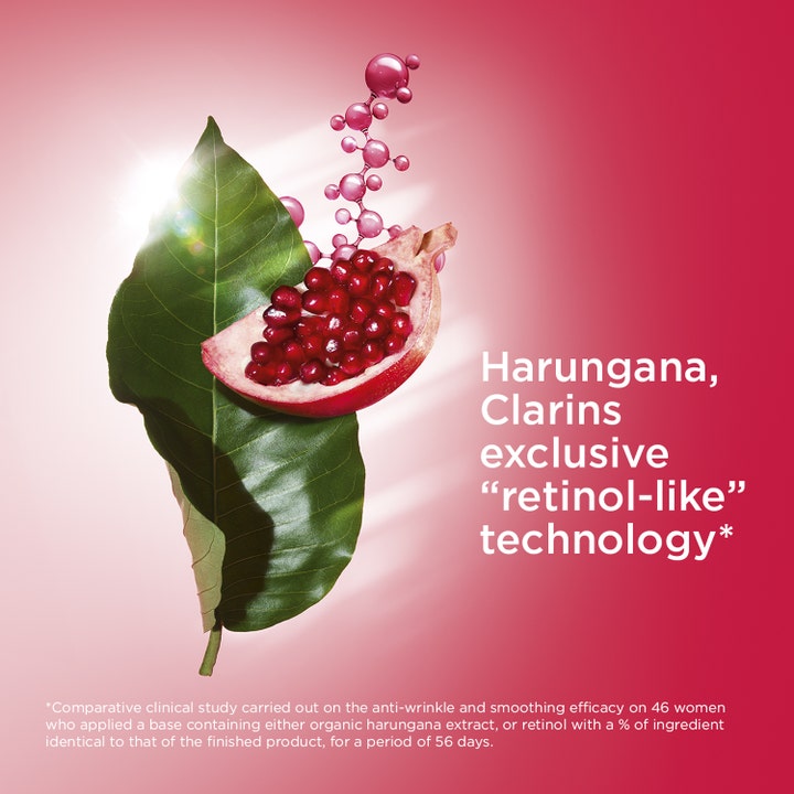 Clarins Rose Radiance Super Restorative 50 ml dagcreme med harungana og granatæble for retinol-lignende effekt