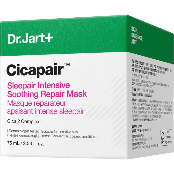 Dr.Jart+ Cicapair Sleepair Intensive Soothing Repair Mask 75 ml beroligende ansigtsmaske i hvid og grøn emballage