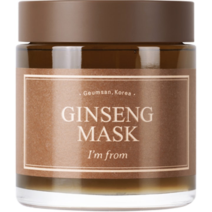 I'm from Ginseng Mask 120g revitaliserende ansigtsmaske i en mørk glaskrukke med brunt låg og brunt mærkat