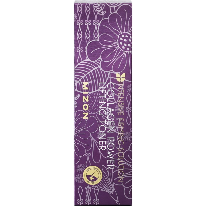 Mizon Collagen Power Lifting Toner 120 ml opstrammende toner i lilla papemballage med blomstermønster