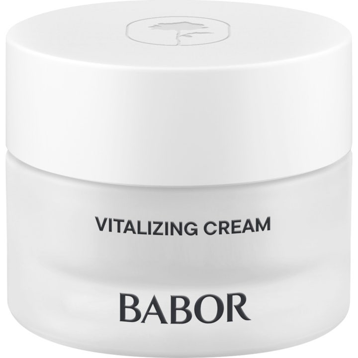 Babor Skinovage Vitalizing Cream 50ml vitaliserende ansigtscreme i frostet glaskrukke med hvidt præget låg