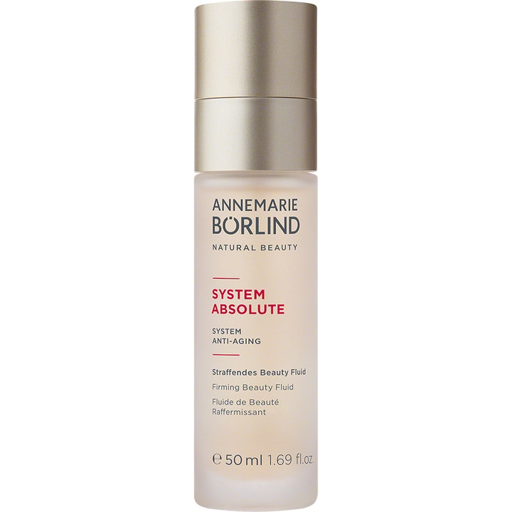 Annemarie Börlind System Absolute Firming Beauty Fluid 50 ml opstrammende ansigtsserum i mat glasflaske med guldhætte