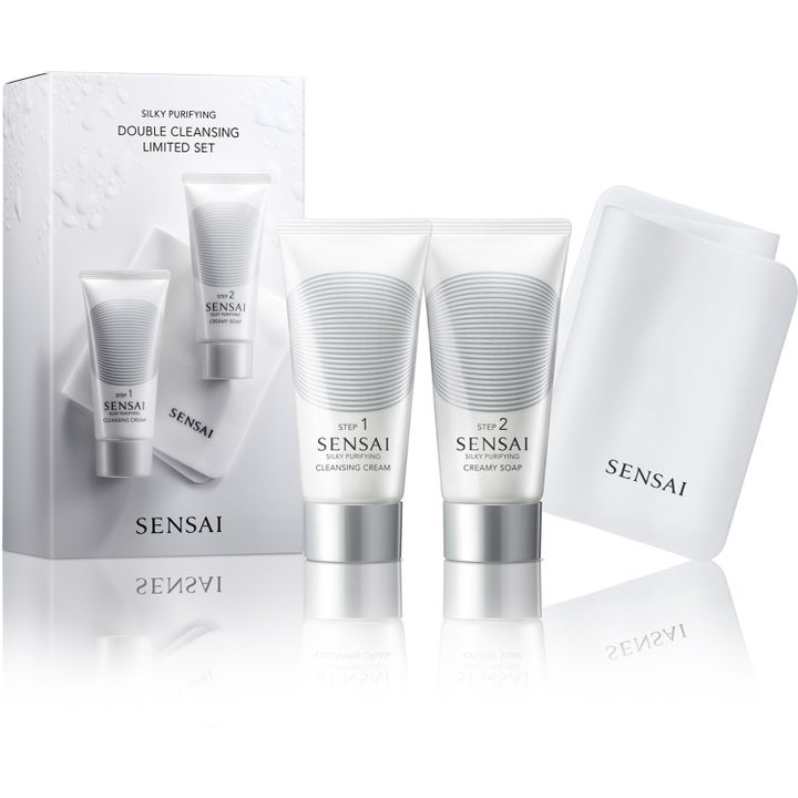 Sensai Silky Purifying Double Cleansing Limited Set rensekit i hvide tuber og æske til en ren og blød hud