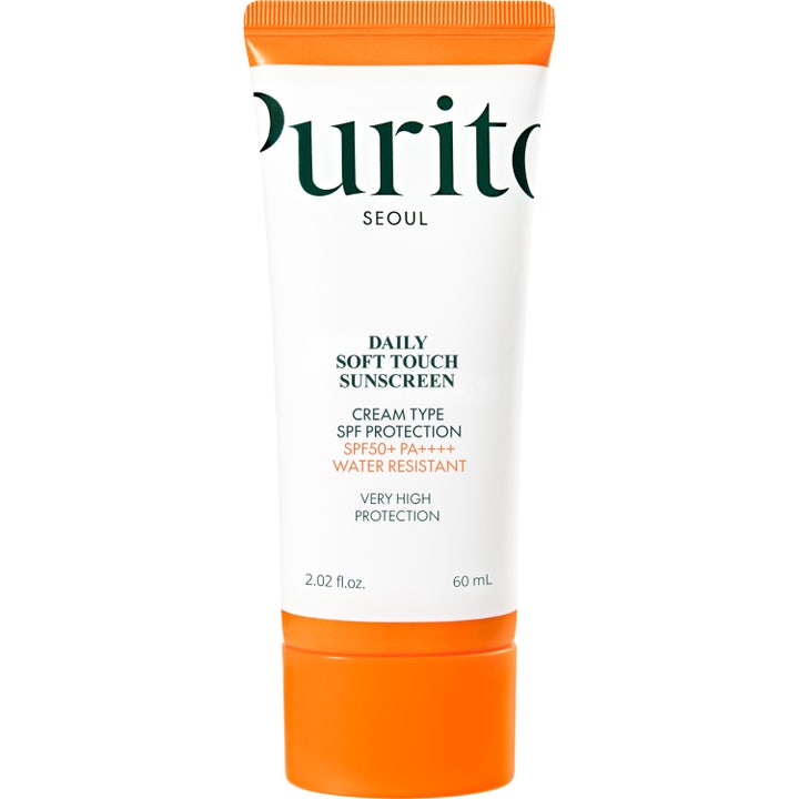 Purito Seoul Daily Soft Touch Sunscreen 60 ml solcreme med ceramider i hvid tube med orange detaljer og SPF 50