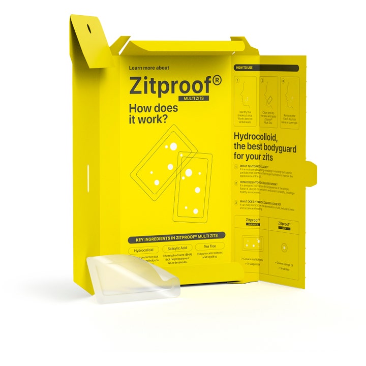 Niche Beauty Lab Acnemy Zitproof Multizits 10 stk spot treatment mod urenheder i åben gul æske med hydrocolloid-plaster