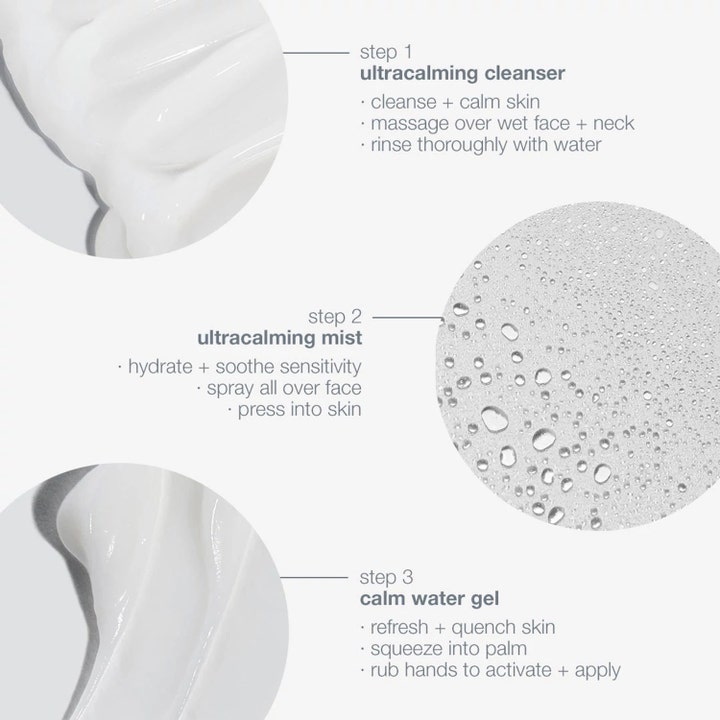 Dermalogica Sensitive Skin Rescue Kit beroligende ansigtspleje med hvid cremet rens, fugtgivende mist og let gel-tekstur