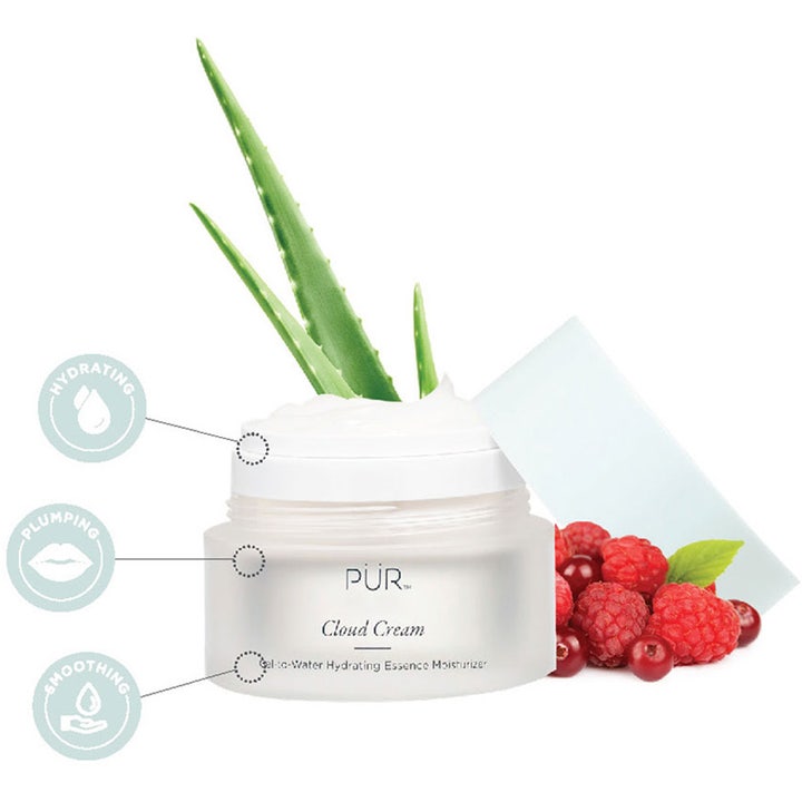 PÜR Cloud Cream 50 ml fugtgivende ansigtscreme i glaskrukke med aloe vera og friske hindbær