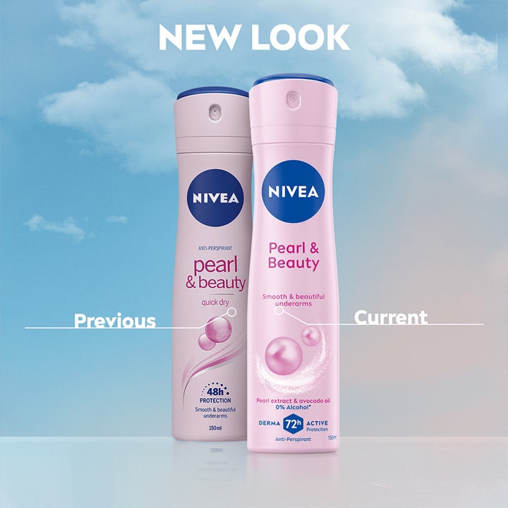 NIVEA Pearl & Beauty deospray 150 ml viser nyt design med perleekstrakt og 72 timers beskyttelse