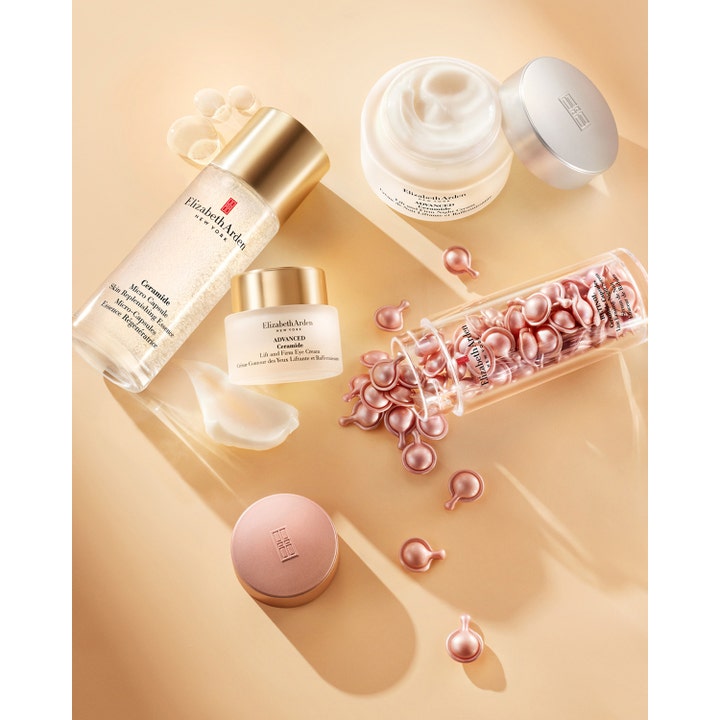Elizabeth Arden Ceramide Lift & Firm Advanced Eye Cream 15 ml opstrammende øjencreme i guldkrukke med kapsler