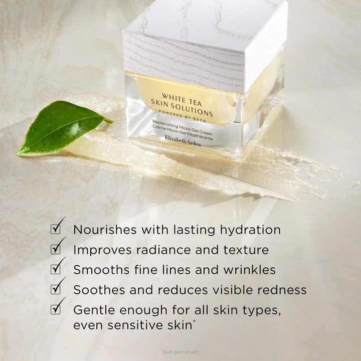 Elizabeth Arden White Tea Micro-gel Cream 50 ml i krukke med let geltekstur og et grønt teblad
