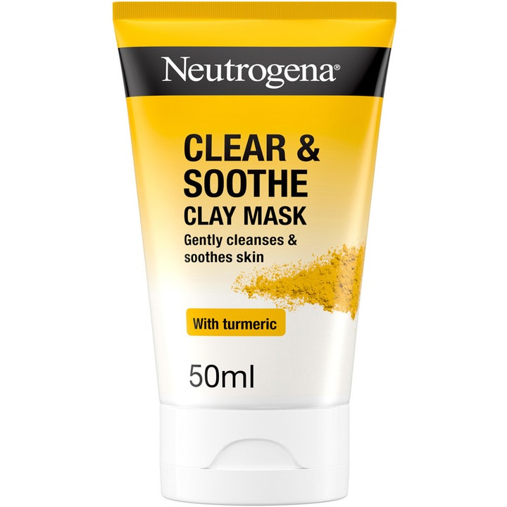 Neutrogena Clear & Soothe Clay Mask 50ml beroligende ansigtsmaske med gurkemeje i en hvid og gul tube der renser huden