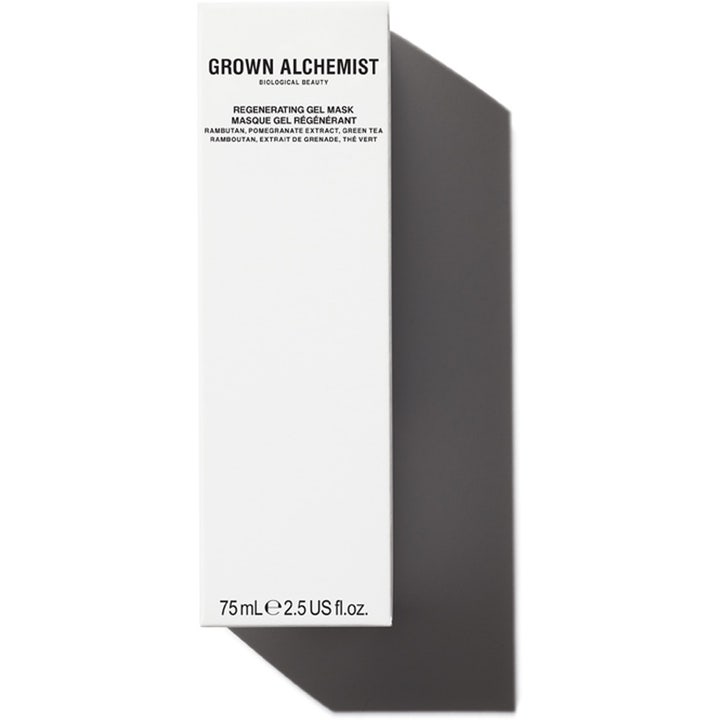 Grown Alchemist Regenerating Gel Mask 75 ml regenererende ansigtsmaske i hvid papæske med sort minimalistisk tekst