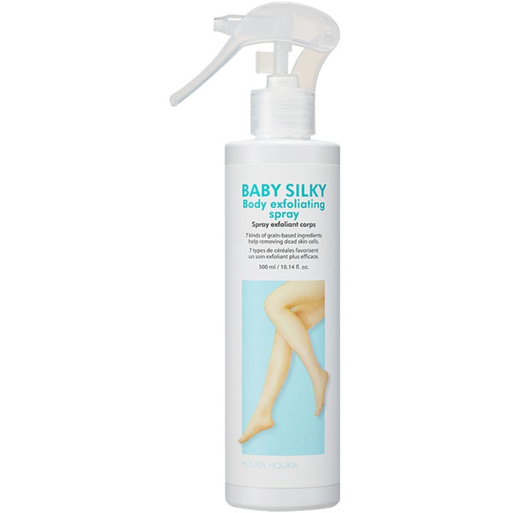 Holika Holika Baby Silky Body Exfoliating Spray 300 ml eksfolierende kropspleje i hvid sprayflaske