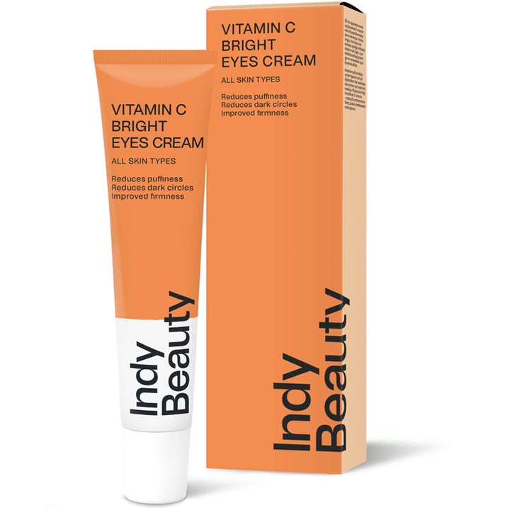 Indy Beauty Vitamin C Bright Eyes Cream 15 ml øjencreme i orange tube og æske mod mørke rande