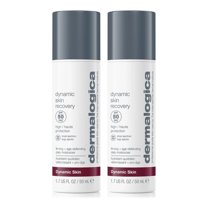 Dermalogica Dynamic Skin Recovery 50 ml SPF 50 dagcreme der opstrammer huden vist som to hvide flasker med grå låg