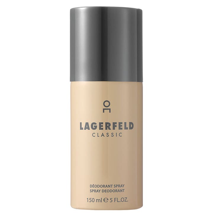 Lagerfeld Classic 150 ml deodorant spray giver friskhed i en beige beholder med mørkegråt låg
