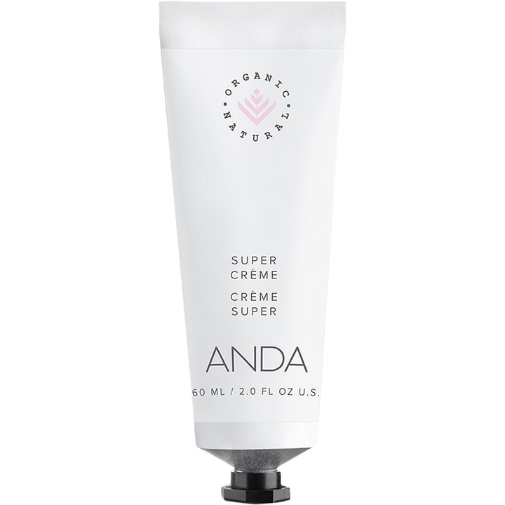 ANDA Super Crème 60 ml nærende ansigtscreme i en hvid tube med sort skruelåg og lyserødt logo