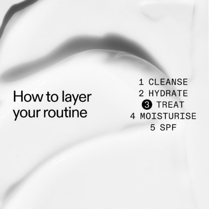 The INKEY List 360 Skin Clearing Serum 30 ml hudpleje viser rutineguide på en hvid cremet tekstur