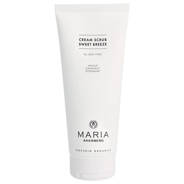 Maria Åkerberg Cream Scrub Sweet Breeze eksfolierende cremescrub i hvid tube der giver blød hud med vanilje