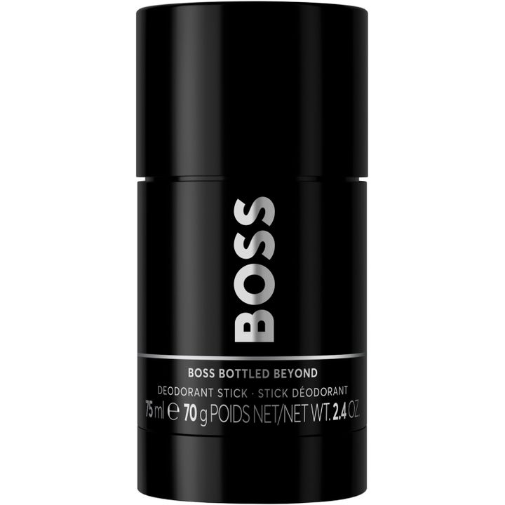 BOSS Bottled Beyond 75ml deodorant stick giver friskhed i en elegant sort beholder med hvidt lodret logo