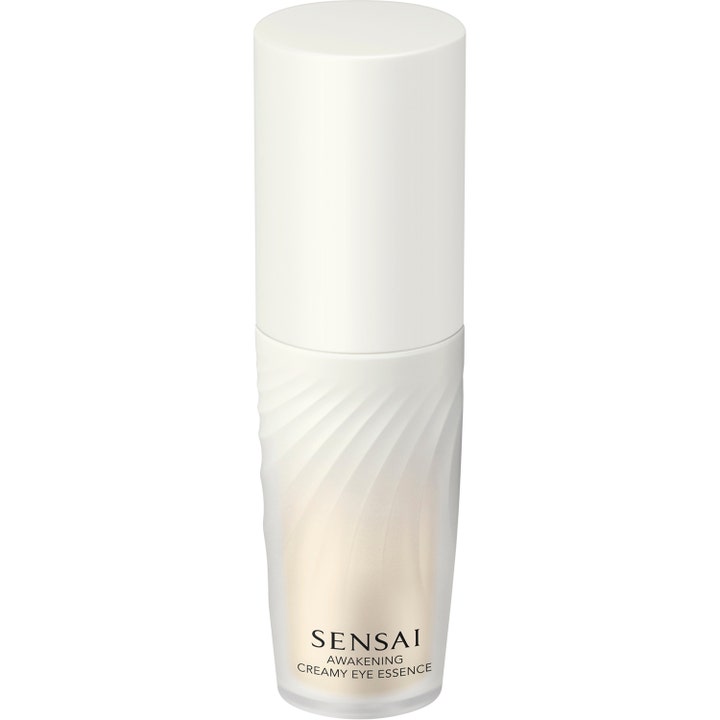 Sensai Awakening Creamy Eye Essence 20 ml opfriskende øjencreme i hvid flaske med elegant bølgemønster og hvidt låg