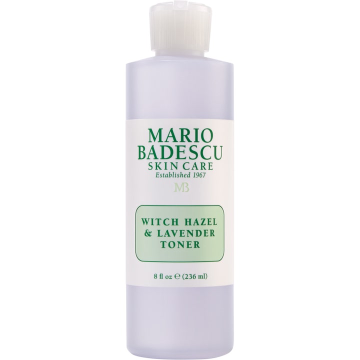 Mario Badescu Witch Hazel & Lavender Toner 236 ml beroligende skintonic i gennemsigtig flaske med lilla væske
