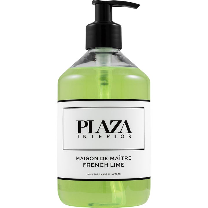 Plaza Interiör Maison de Maître French Lime opfriskende håndsæbe i gennemsigtig pumpeflaske med klar grøn sæbe