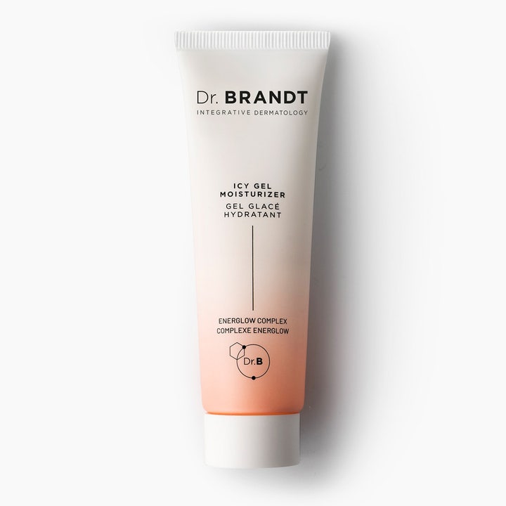 Dr. Brandt Icy Gel Moisturizer 50 ml opfriskende ansigtscreme i hvid og ferskenfarvet tube med hvidt låg