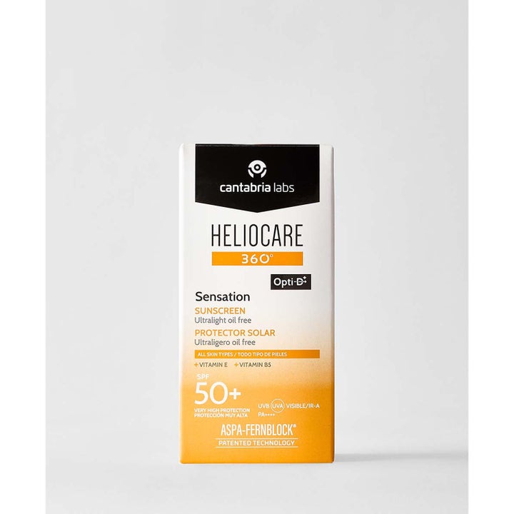 Heliocare 360 Sensation SPF 50+ 50 ml solcreme i hvid og orange æske med Vitamin E og B5 til ansigtet
