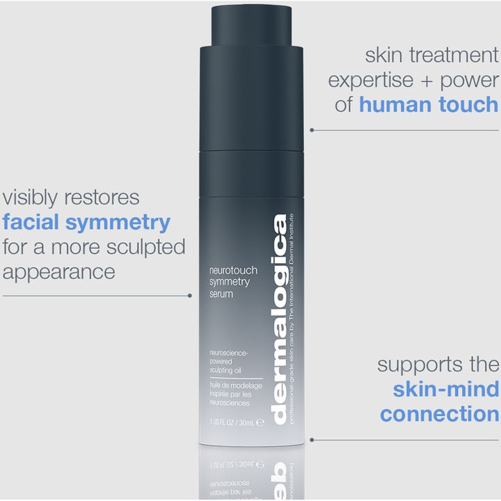 Dermalogica Neurotouch Symmetry Serum 30 ml ansigtsserum i mørkeblå flaske der giver en mere skulptureret hud.