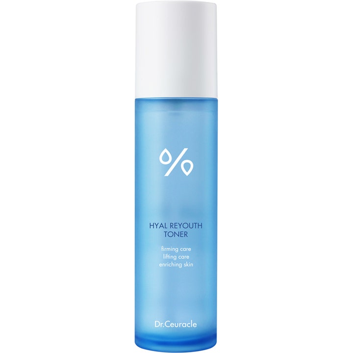 Dr.Ceuracle Hyal Reyouth Toner 120 ml fugtgivende ansigtstoner i en frostet blå flaske med hvidt låg