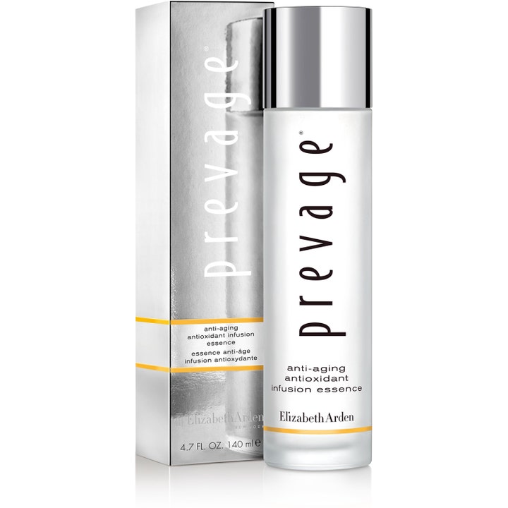 Elizabeth Arden Prevage Anti-Aging Antioxidant Infusion Essence 150 ml giver glød i frostet glasflaske med sølvlåg