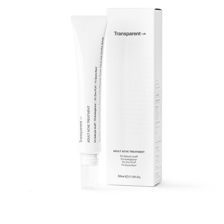 Niche Beauty Lab Transparent Lab Adult Acne Treatment 30 ml serum mod urenheder i hvid tube og æske