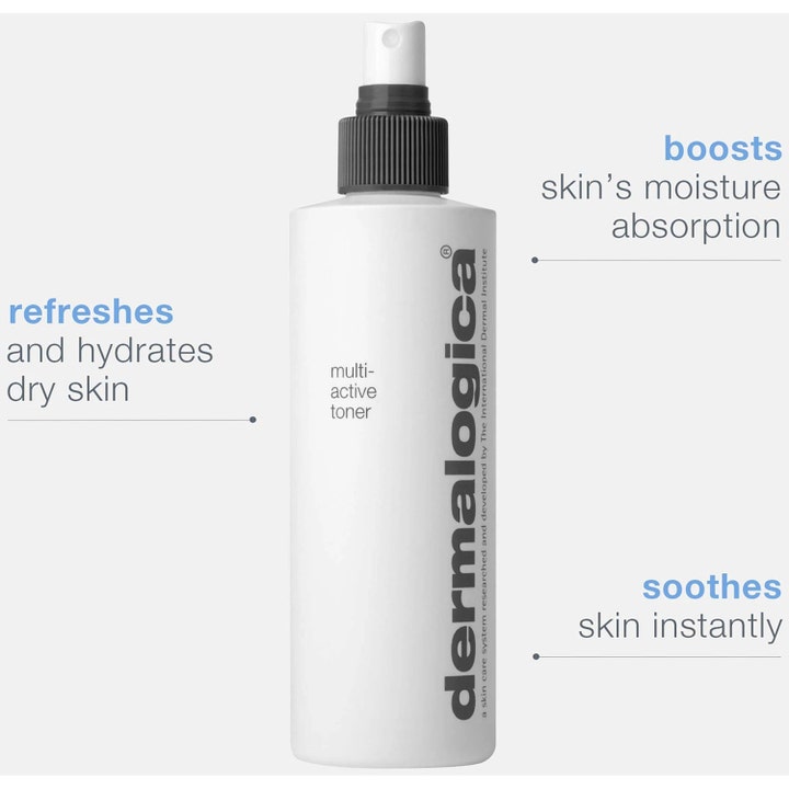 Dermalogica Multi-Active Toner 250 ml fugtgivende ansigtsspray i hvid flaske der beroliger og opfrisker tør hud