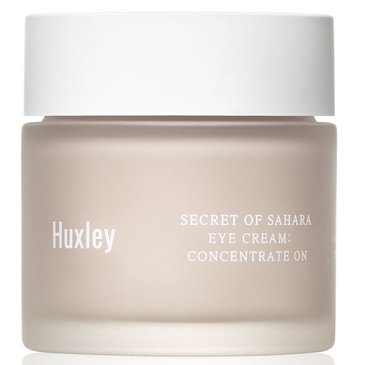 Huxley Secret of Sahara Eye Cream Concentrate On 30ml fugtgivende øjencreme i frostet glaskrukke med hvidt låg