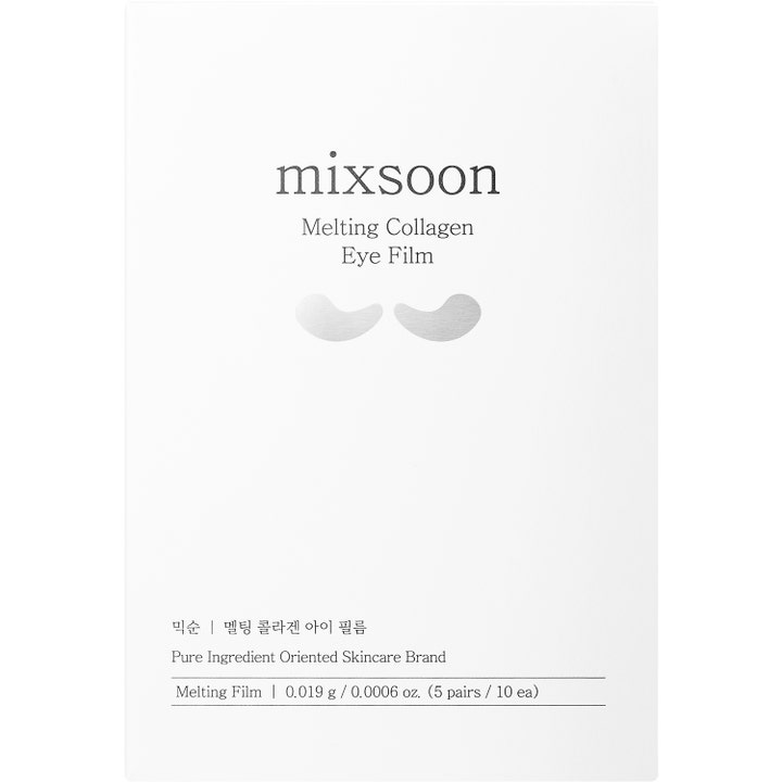 Mixsoon Melting Collagen Eye Film 5 stk øjenmaske i hvid emballage med illustration af to øjenpatches.
