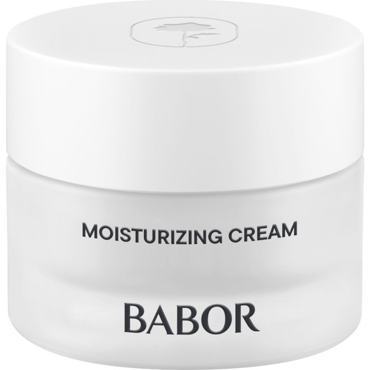 Babor Skinovage Moisturizing Cream 50 ml fugtgivende ansigtscreme i en hvid frostet glaskrukke med hvidt låg