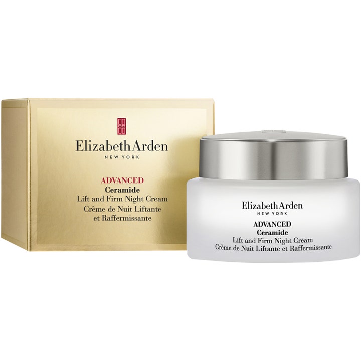 Elizabeth Arden Ceramide Lift & Firm Advanced Night Cream 50 ml opstrammende natcreme i frostet krukke og guldæske