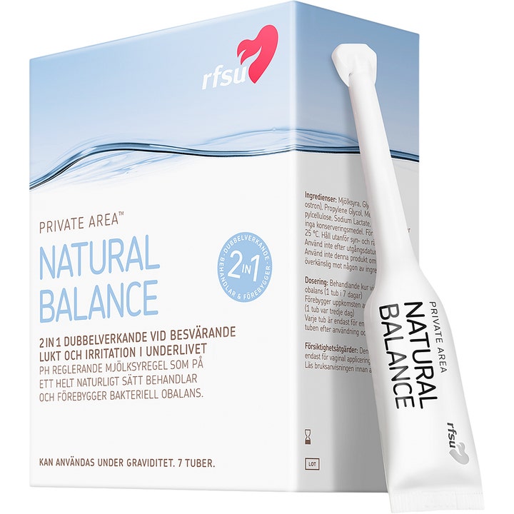 RFSU LactiCUR 2in1 7 tuber intimpleje mod lugt og irritation i hvid æske med en hvid applikatortube ved siden af