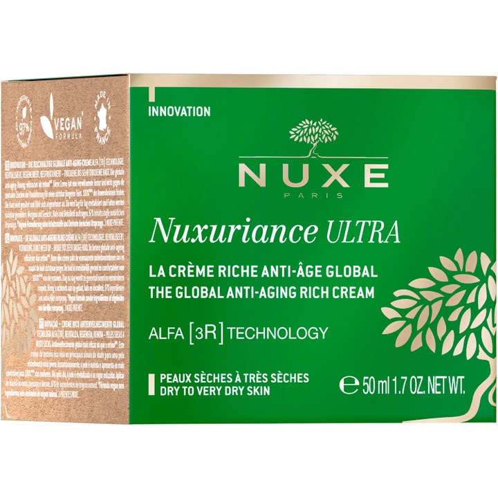 Nuxe Nuxuriance Ultra Rich Day Cream 50 ml anti-age dagcreme i grøn æske med Alfa [3R] Technology til tør hud