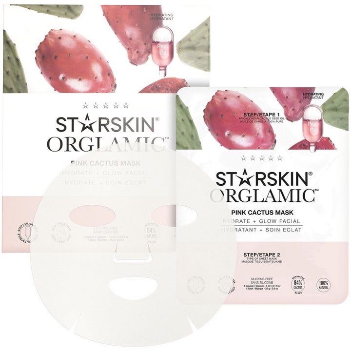 STARSKIN Orglamic Pink Cactus Mask 28 ml fugtgivende sheet mask med kaktusfrugt og hvid ansigtsmaske