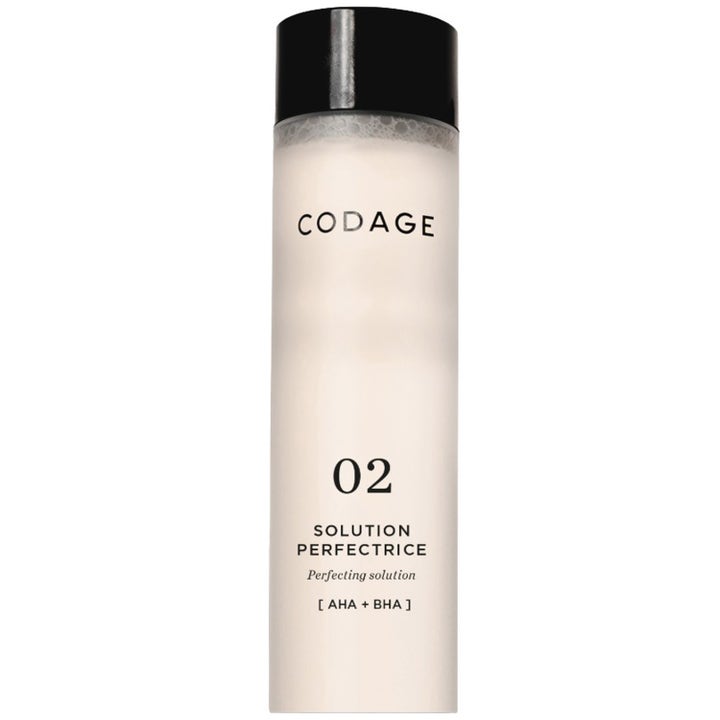 Codage 02 Solution Perfectrice 150ml eksfolierende toner med AHA og BHA i en frostet flaske med sort låg