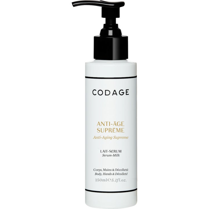 Codage Anti-Âge Suprême 150ml opstrammende serum-milk til kroppen i hvid plastflaske med sort pumpehoved