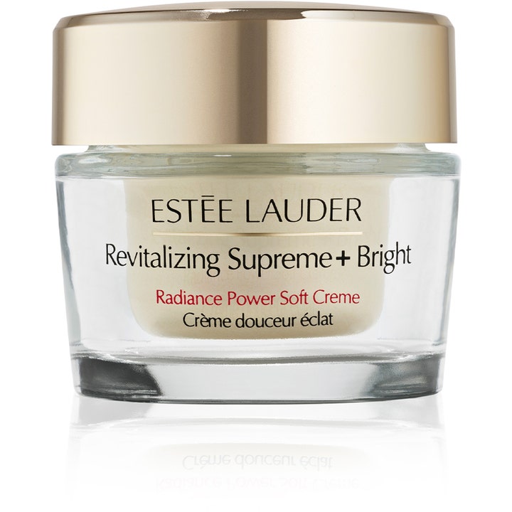 Estée Lauder Revitalizing Supreme+ Bright 50 ml fugtgivende ansigtscreme i gennemsigtig glaskrukke med guldlåg