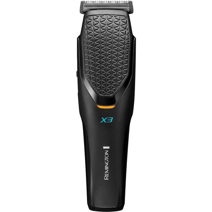 Remington Power-X Series X3 hårtrimmer til præcis klipning i sort design med tekstureret greb og blå logo