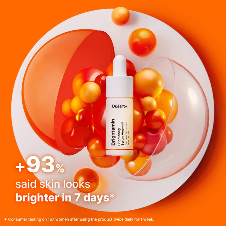 Dr.Jart+ Brightamin Brightening Serum Ampoule 8,08 g lysnende serum i hvid flaske med tekst om 93% lysere hud.
