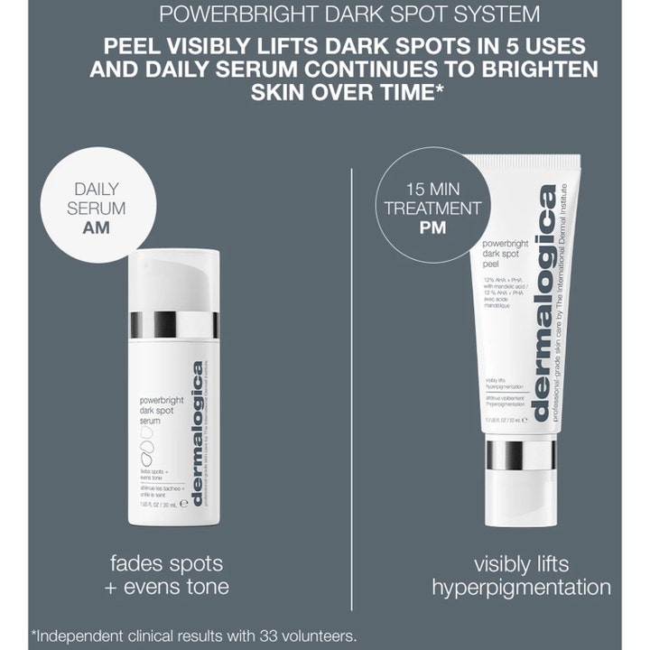 Dermalogica PowerBright Dark Spot System med serum og peel mod mørke pletter og hyperpigmentering.