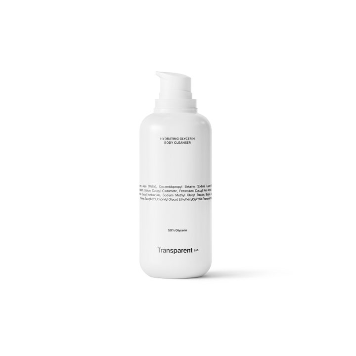Transparent Lab Hydrating Glycerin Body Cleanser 50% Glycerin fugtgivende kropsrens i hvid flaske med pumpe