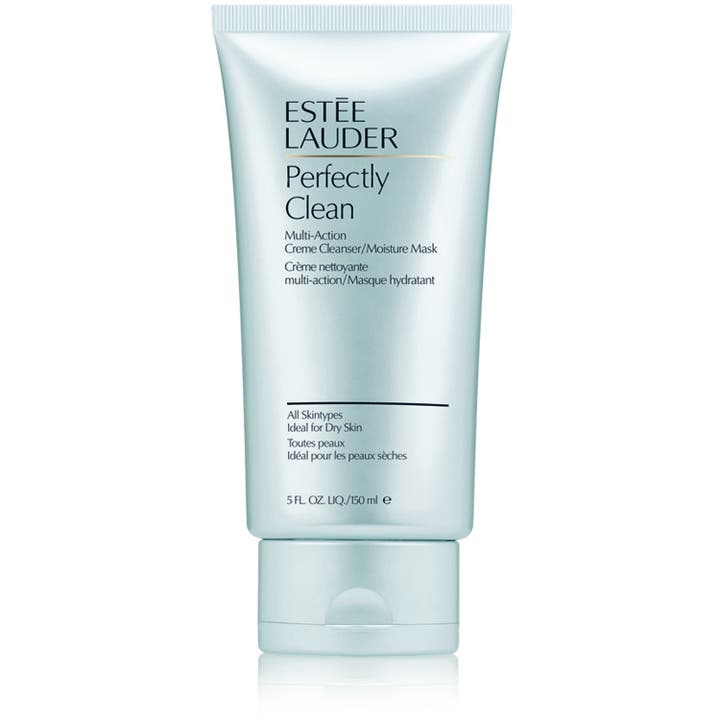 Estée Lauder Perfectly Clean 150 ml fugtgivende ansigtsrens og maske i en lyseblå tube med et rent design.